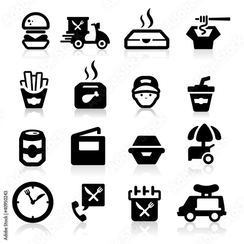 Fast Food icons set Elegant series
