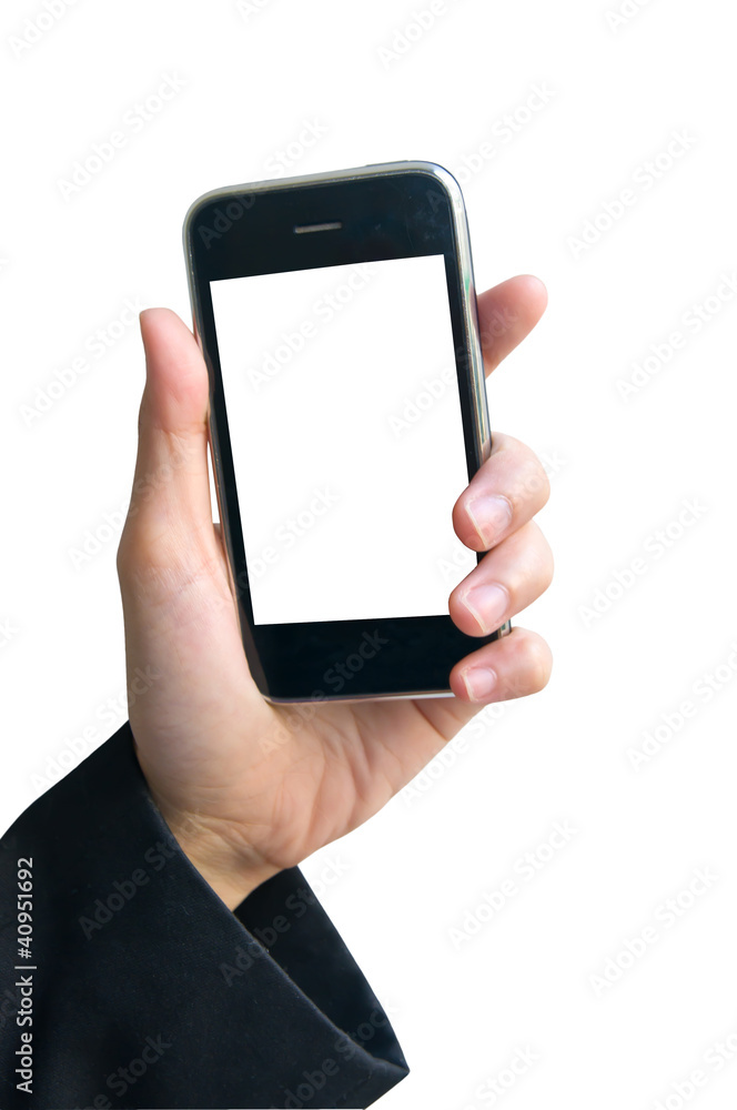 Hands working on a mobile telephone