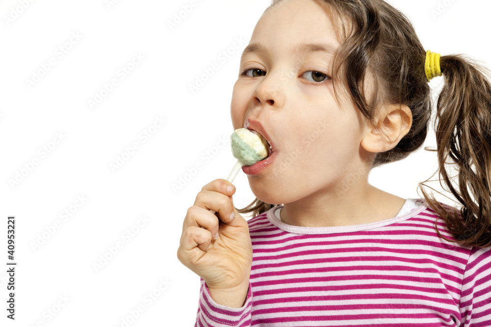 girl with a lollipop, isolated on white background girl with a lollipop, isolated on white background