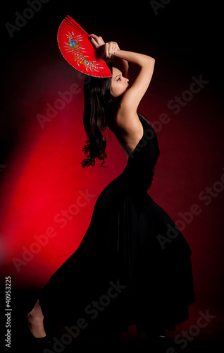 Flamenco Carmen beautiful woman in black dress photo