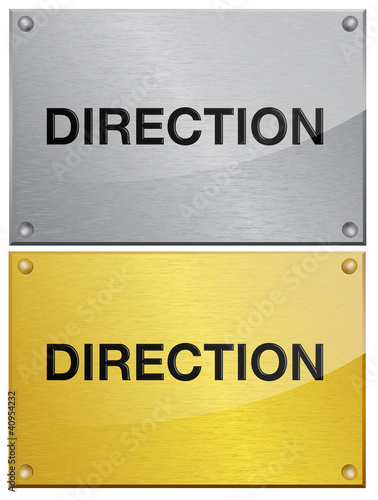 plaque en métal brossé doré : la direction