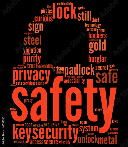 safety lock tag cloud concept for security photo