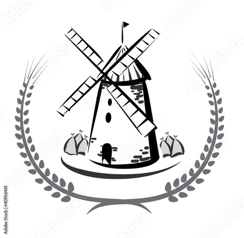 wind mill emblem, grocery products symbol