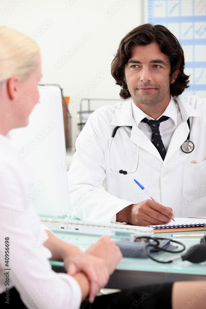 Blond woman in doctors appointment Blond woman in doctors appointment