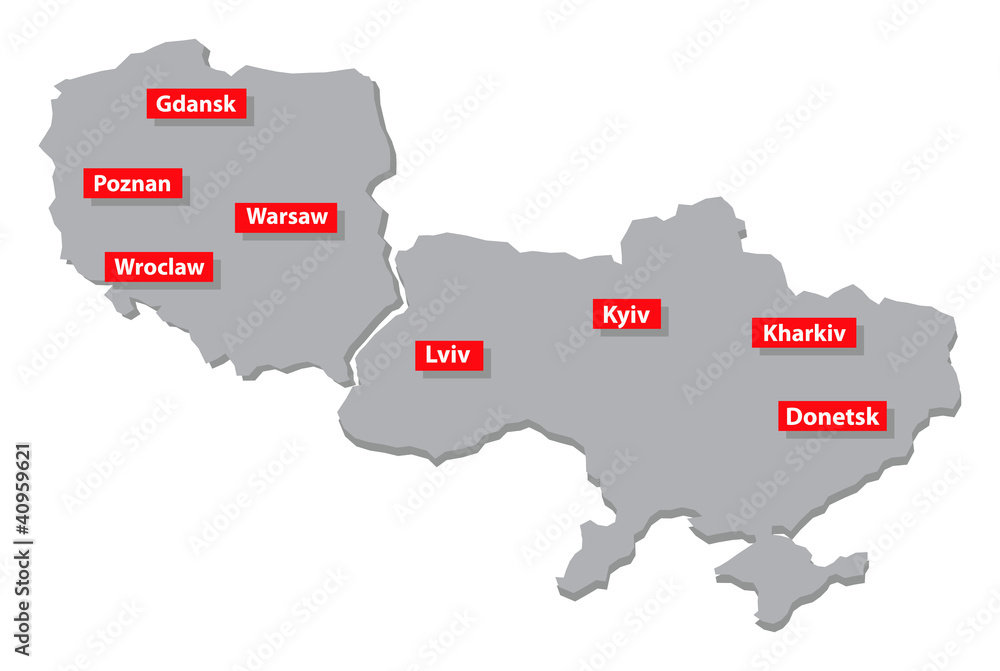 Naklejka premium Poland and Ukraine vector map