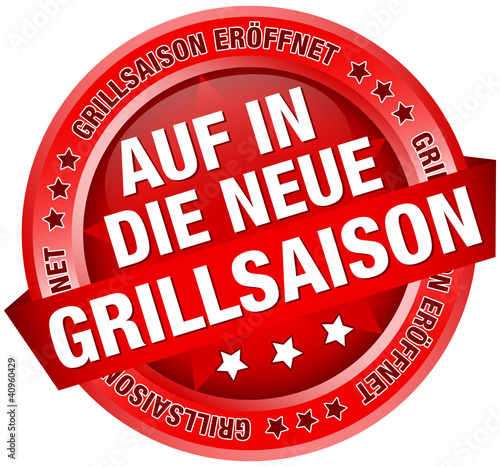 Button Banner "Auf in die neue Grillsaison" rot