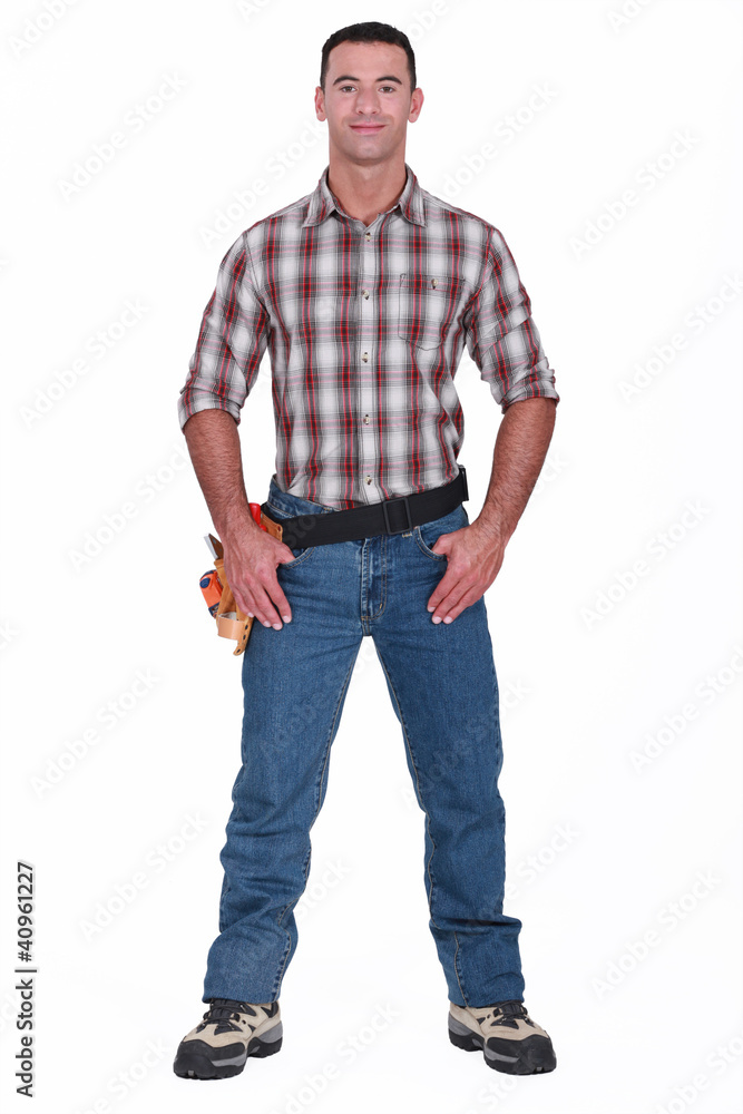 Builder stood in studio Builder stood in studio