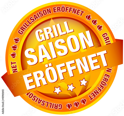 Button Banner "Grillsaison eröffnet" orange