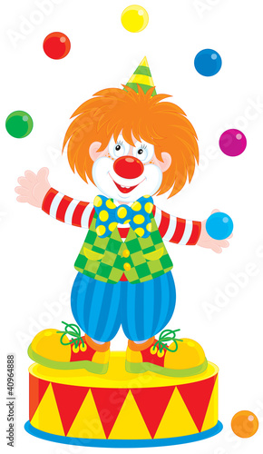 circus clown jugging colorful balls