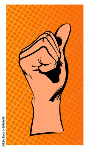 Vector illustration. Pop art hand thumb up gesture