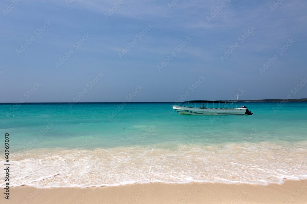 Boat near the Caribbean Beach