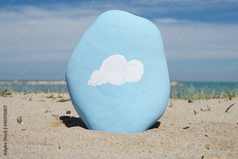 concept of cloud painted on a stone concept of cloud painted on a stone