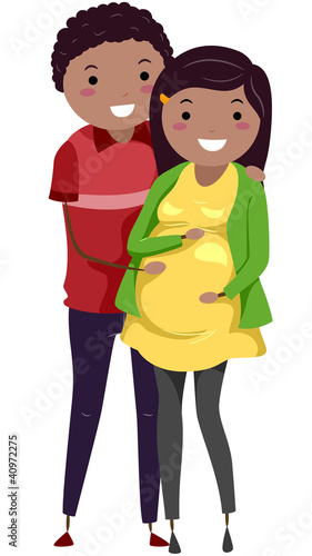 Pregnant Stickwoman and Husband