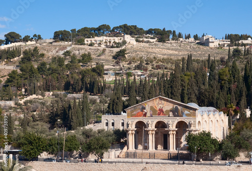 Mount of Olives and Church of All Nations in Jerusalem, Israel