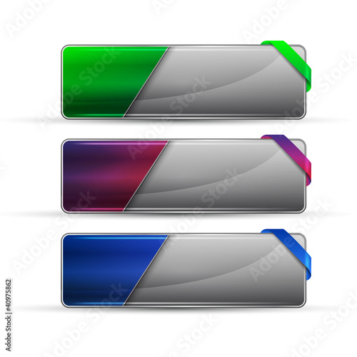blank metallic buttons with colourful ribbons