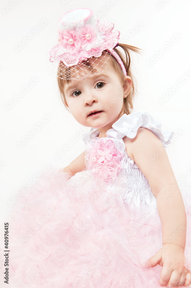 Portrait of a young girl in beautiful pink dress Portrait of a young girl in beautiful pink dress