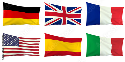 Flag of Germany, Great Britain, France, USA, Spain, Italy