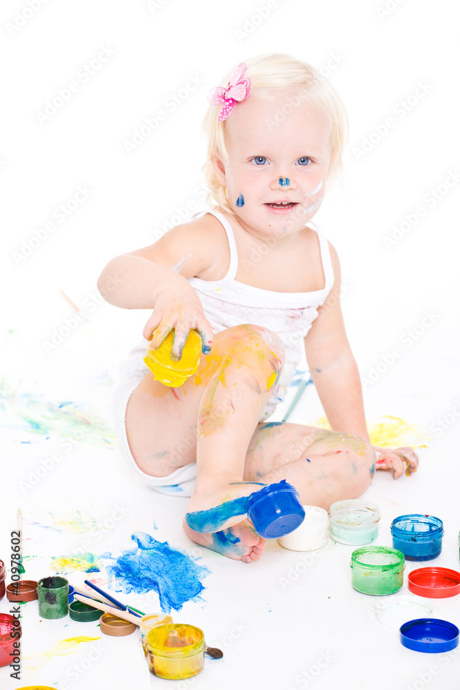 bedraggled little girl with bright colors bedraggled little girl with bright colors