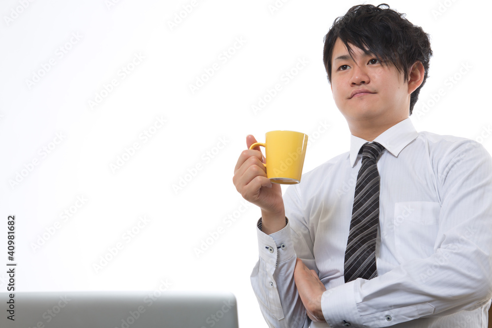 休憩するビジネスマン 休憩するビジネスマン
