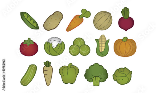15 Sorten Gemüse illustriert Icon