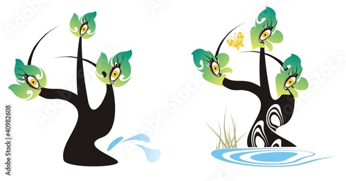 Fantastic green trees. Two variants