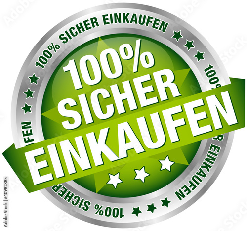 Button Banner "100% Sicher einkaufen" grün/silber