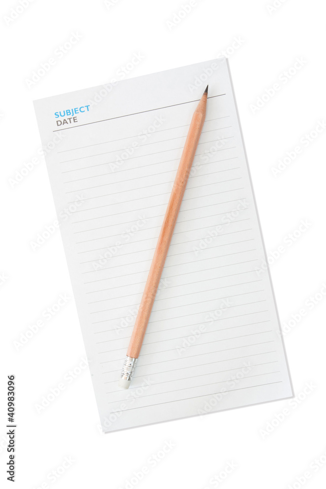 Pencil and blank notepad Pencil and blank notepad