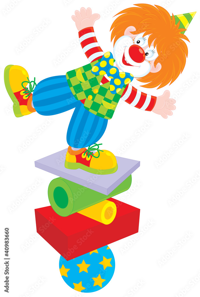 Naklejka premium Circus clown equilibrist