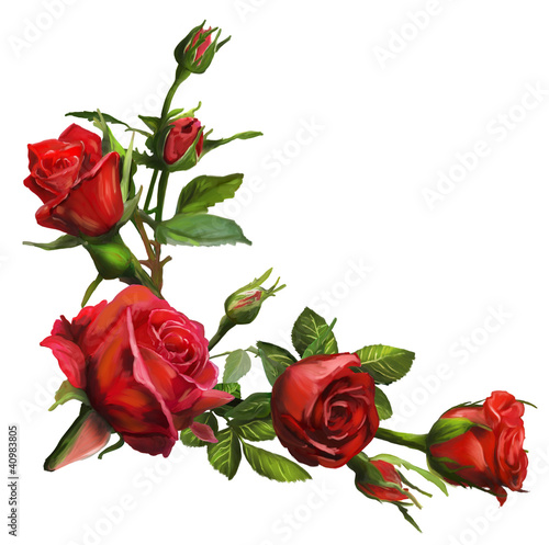 Decorations of red roses blooms