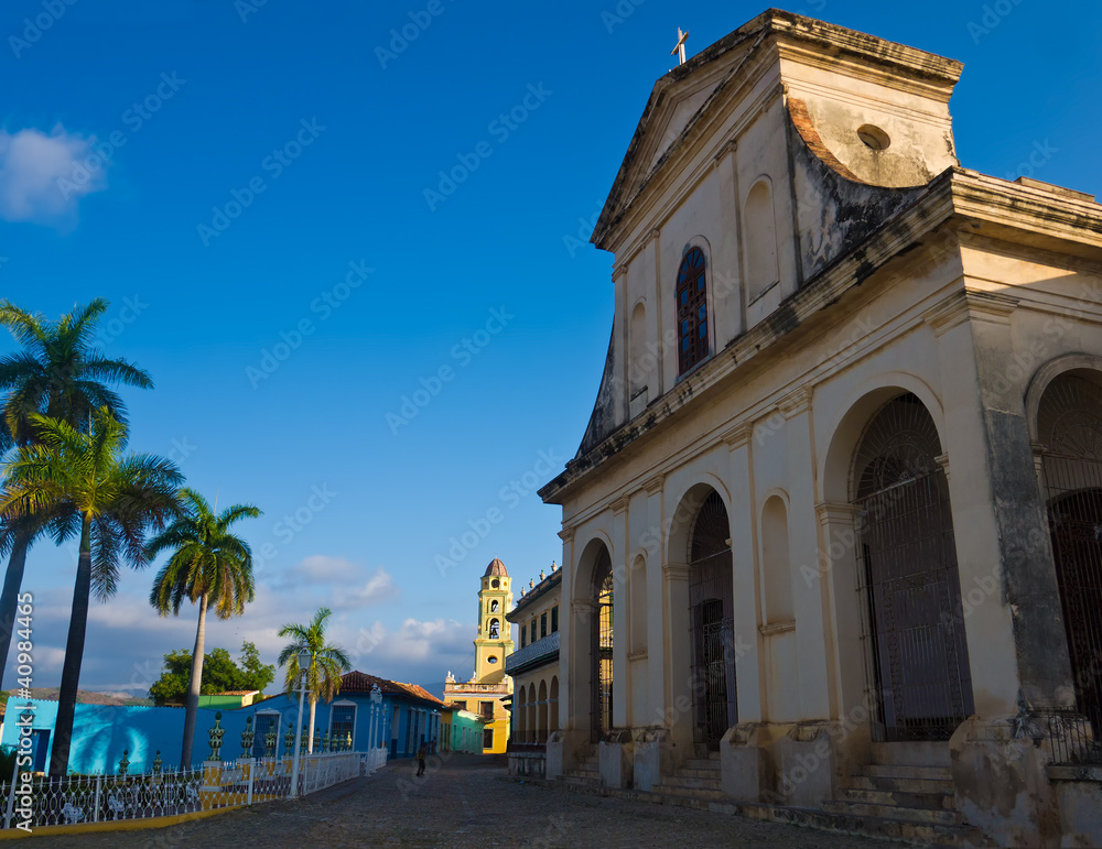 Church and square in the colonial town of Trinidad, Cuba