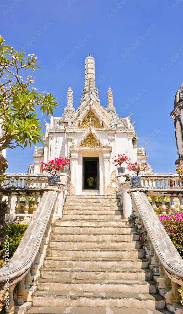 White pagoda in Phra Nakhon Khiri Historical Park, Thailand