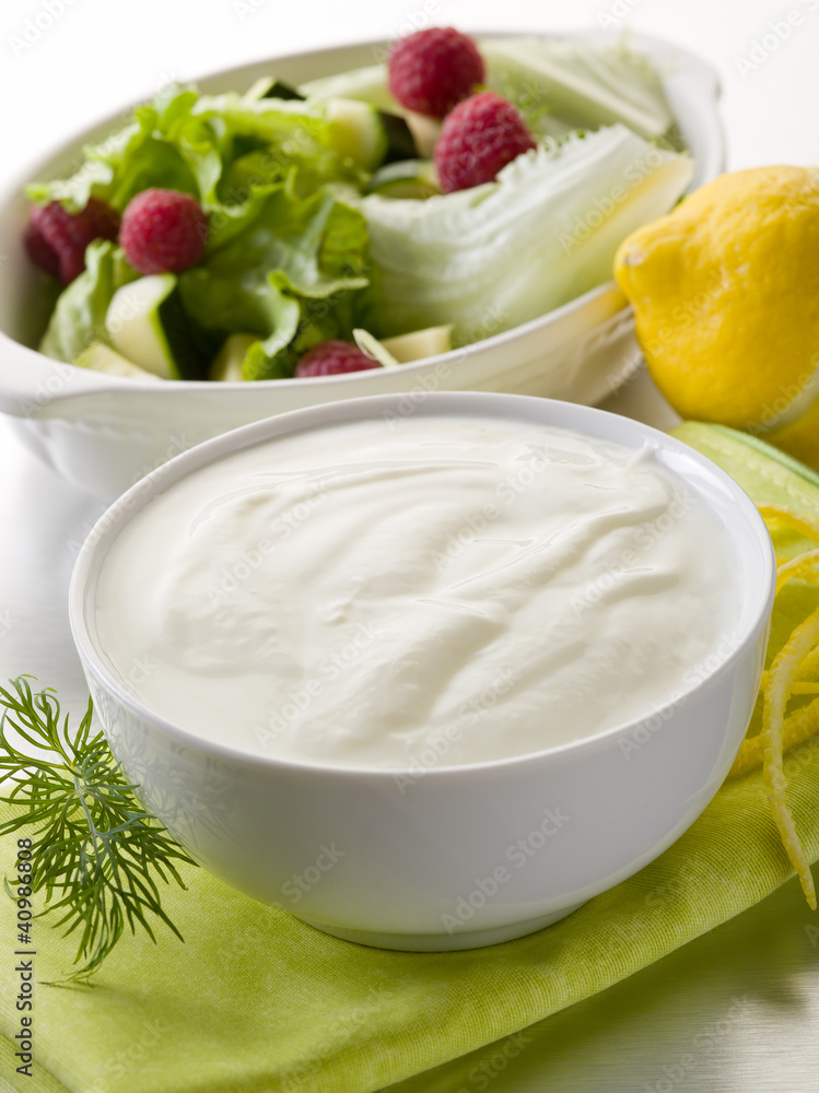 white yogurt dressing for salad, healthy food white yogurt dressing for salad, healthy food