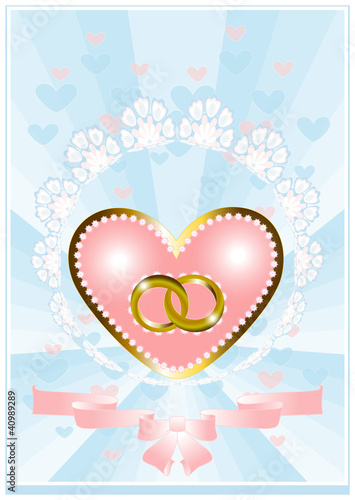 Postcard from the heart and wedding rings