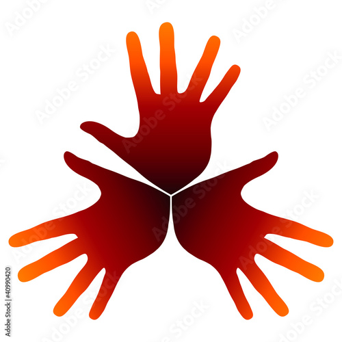 Warm hand trio vector.