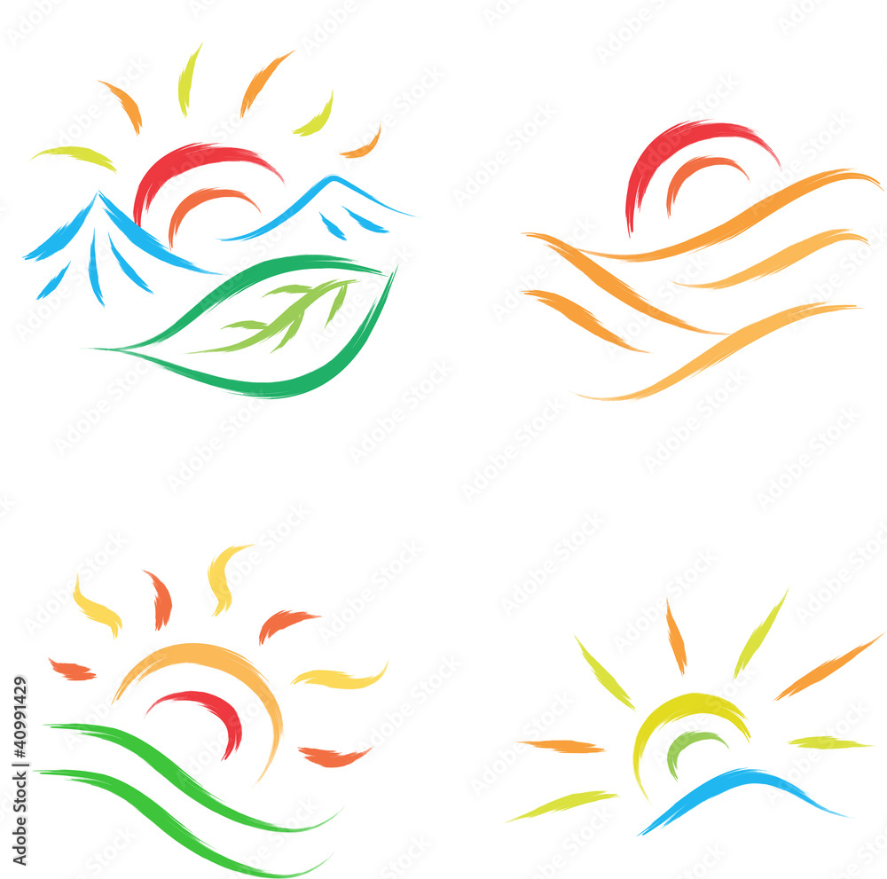 set of sun illustration in nature set of sun illustration in nature