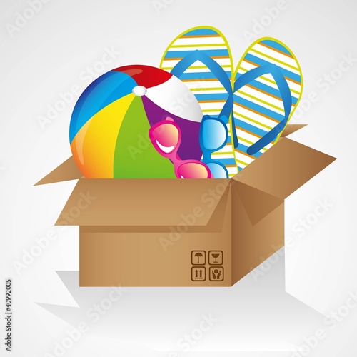 box summer and beach objects