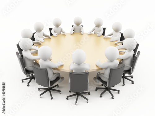 3D people sitting in a business meeting photo