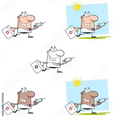 Doctor Running With A Syringe