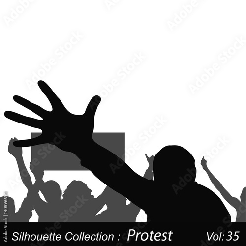 vector silhouettes of protesters