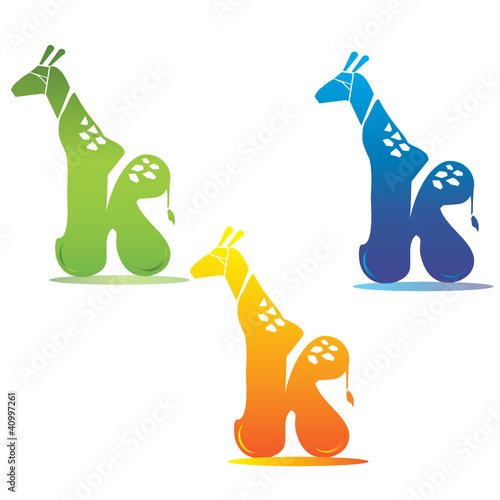 Giraffe and letter k vvector photo