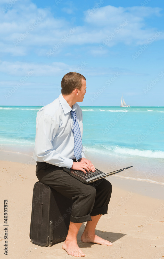 businessman  on the beach