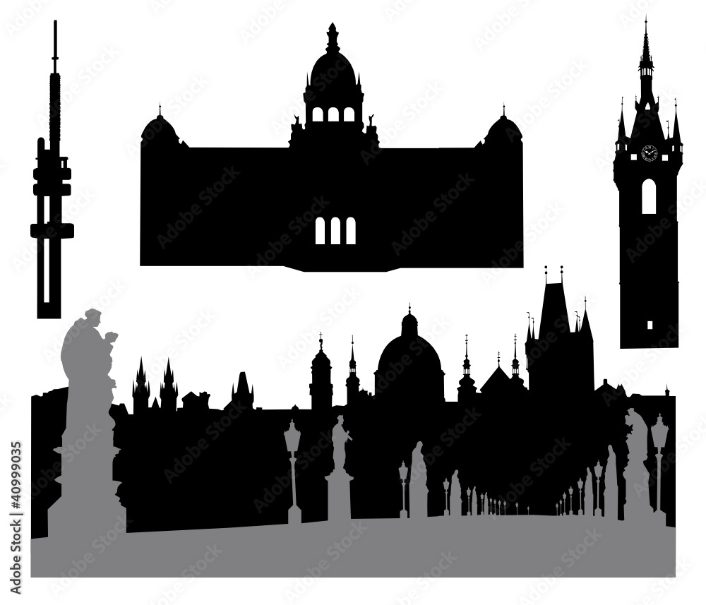 Naklejka premium Silhouette of Prague