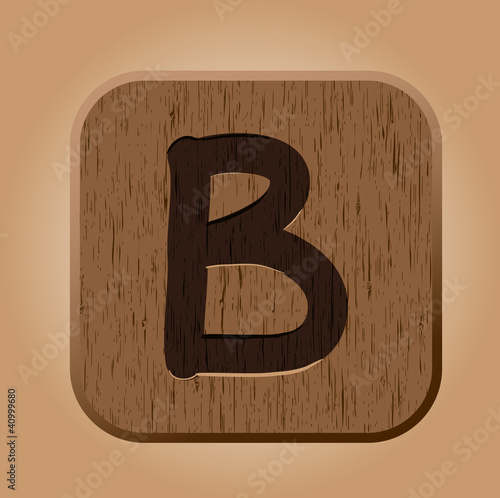 Hand drawn  wooden letter B.