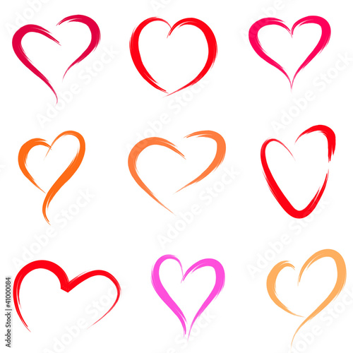 set of scribble hearts
