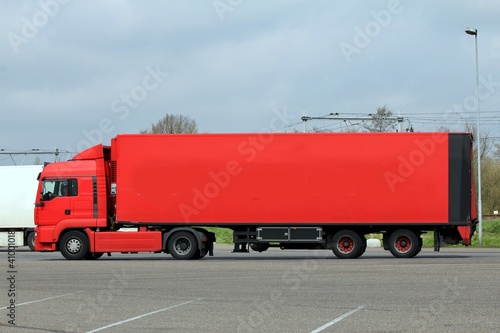 plain red truck