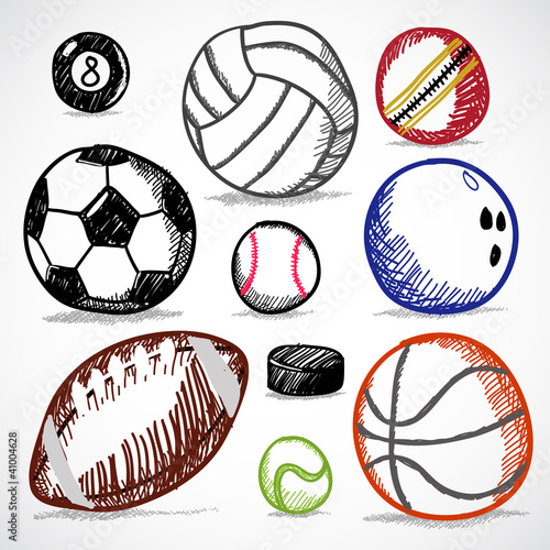 Ball Sport Doodles Vector illustration on White Background