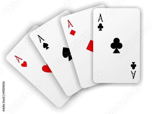 Vector playing cards. Four aces isolated on white background.