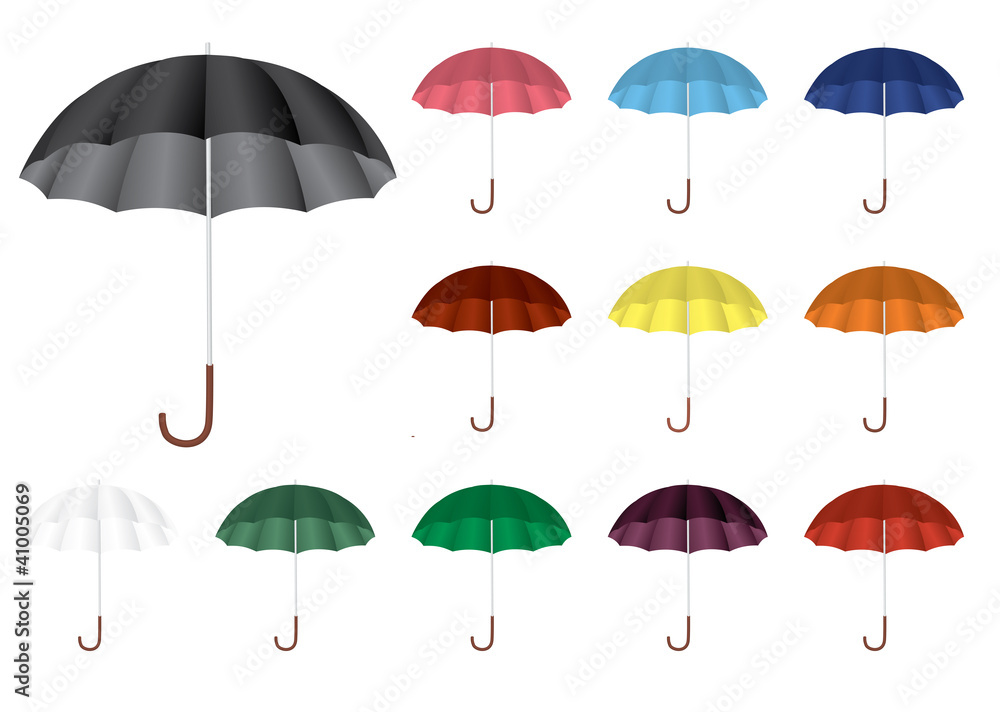 collection of color umbrellas vector illustration