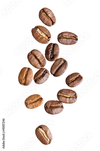 Coffee beans on isolated white background