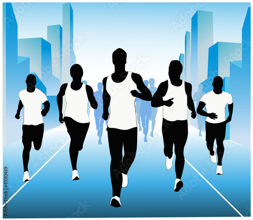 Jogging in the city. vector illustration